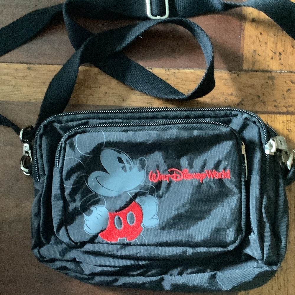 Disney Black Mickey Mouse Pouch Bag with Red Accent